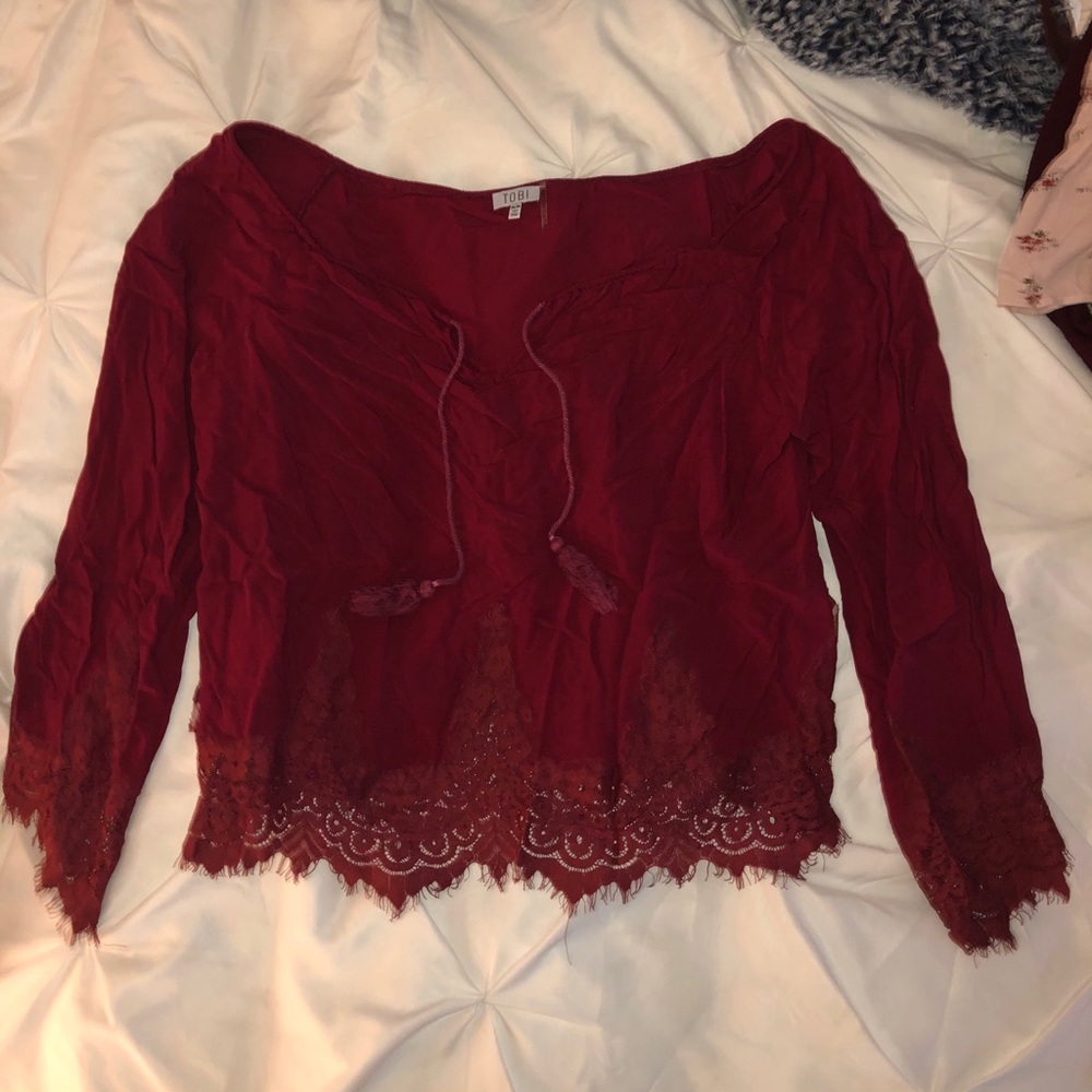 Maroon lace blouse